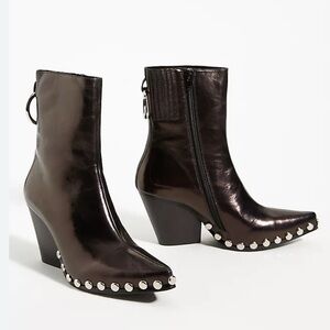 Jeffrey Campbell Walton Black Metallic Studded Western Booties – Size 6 🔥